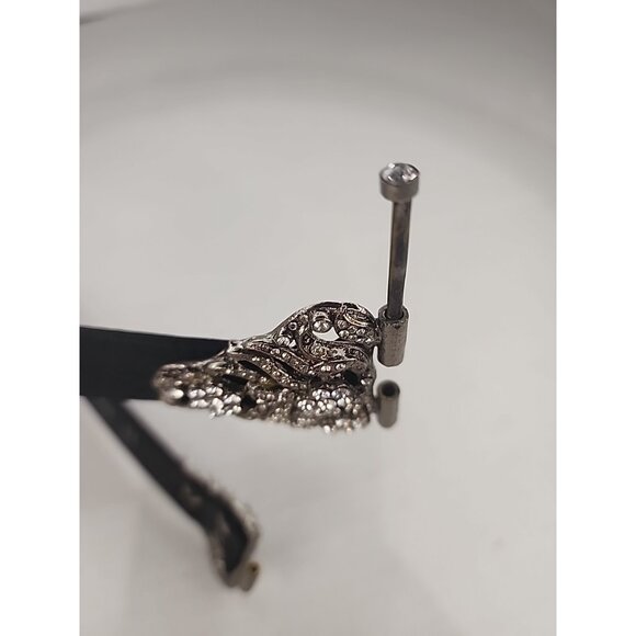 1 Of a Kind ESCADA Vintage womens belt satin leather black Crystal studs buckle - Picture 10 of 15